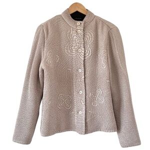 Anne Carson Reversible Textured Puffy Button Up Coat